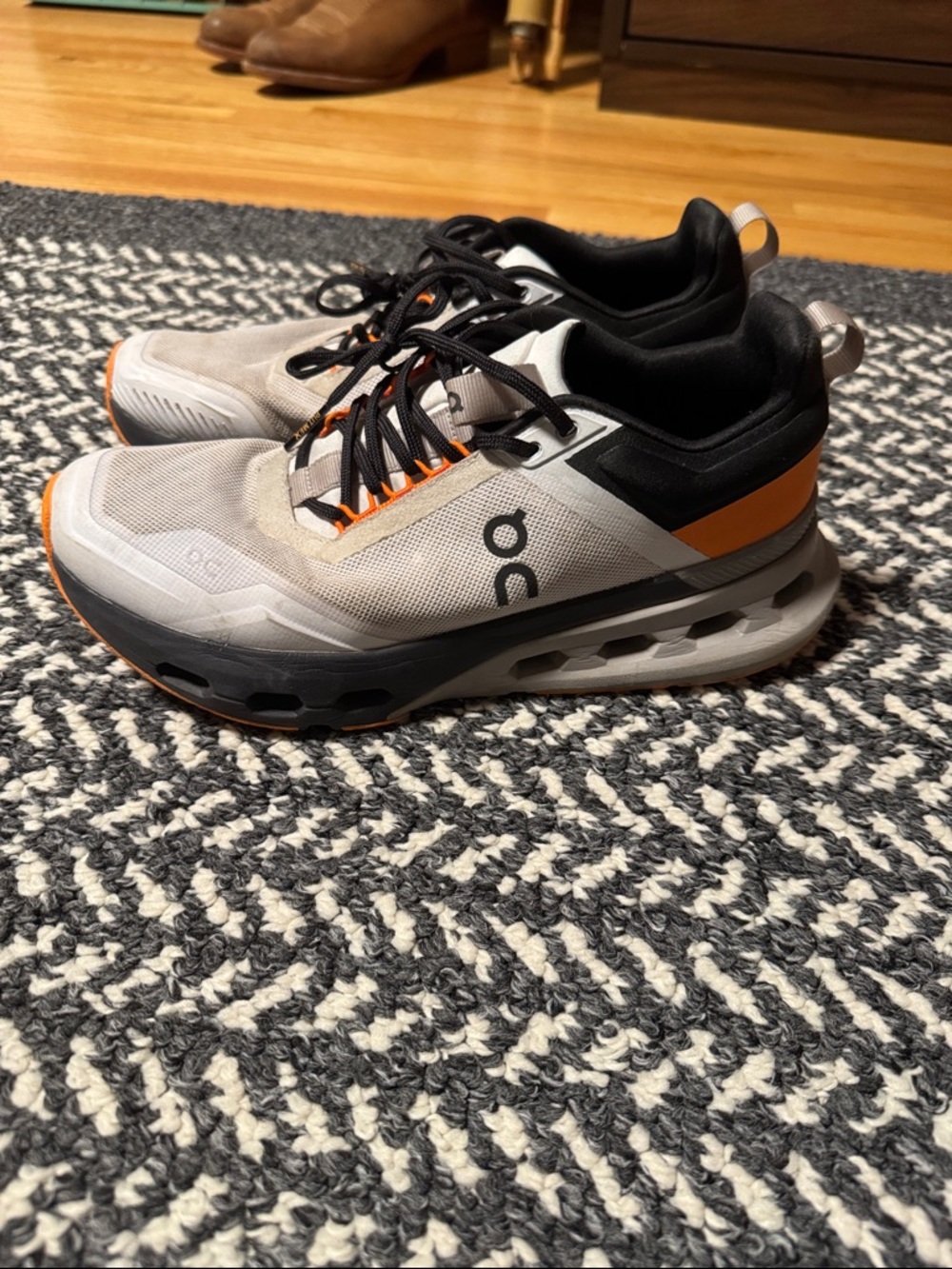 On Running Cloudstratus Men’s Athletic Shoes - White, Black & Orange